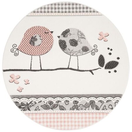 Safavieh 3 x 3 ft. Carousel Kids Kids Round Power Loomed Rug; Pink & Ivory CRK153P-3R